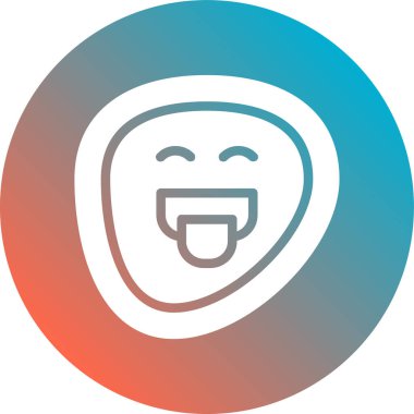 Uzun gölgeli beyaz çizgi gülümseme ikonu. Gülümse Tikon surat. Smiley Smiley ile mutlu bir gülümseme. Mavi altıgen düğmesi. vektör.