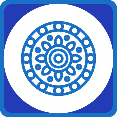 Mavi Çin çiçek ikonu. Düz dizayn. vektör illüstrasyonu