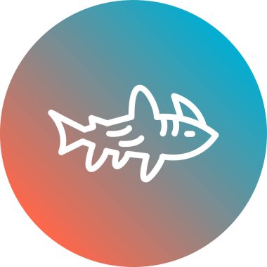 Bir köpekbalığı ile uzun bir gölge gradyan çizgi resim simgesi