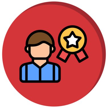 Bir karikatür rozet simgesinin vektör çizimi