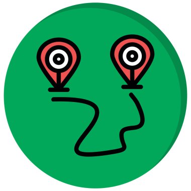 Bir harita simgesinin yeşil ve kırmızı ikonunun vektör çizimi