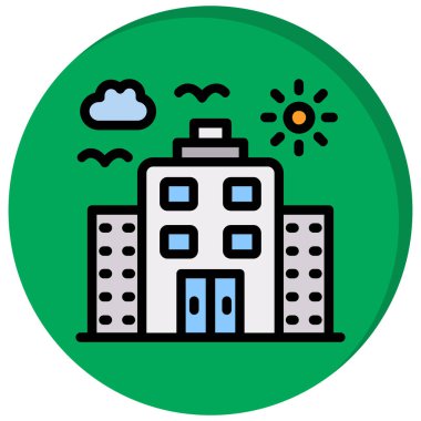 Otel dairesi simgesi, vektör çizimi