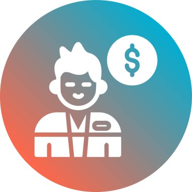 Para düz simgesi, vektör, illüstrasyon