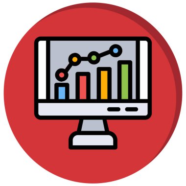 veri analizi düz simge, vektör, illüstrasyon