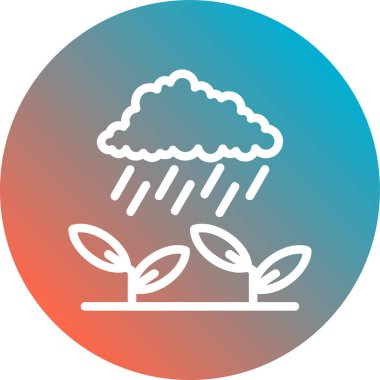 Mavi arkaplanda izole edilmiş trend düz biçimli vektör yağmur simgesi