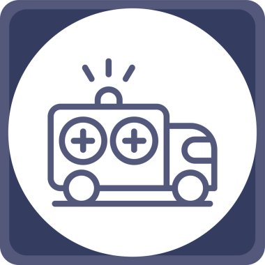 Ambulans arabası ikonu. Web için ambulans vektör simgelerinin özet çizimi