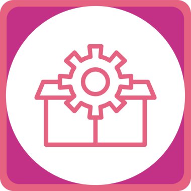 dişli vektör simgesi. biçim düz yuvarlak sembol, pembe renk, yuvarlak açılar, beyaz arkaplan