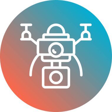 Drone kamera simgesi mavi arkaplanda izole edilmiş modada düz stil.