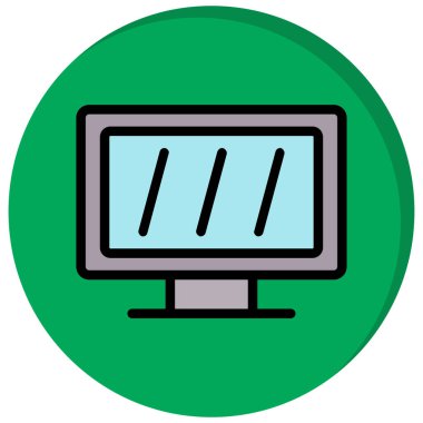 Bilgisayar simgesi. Web için basit bilgisayar vektör simgeleri çizimi