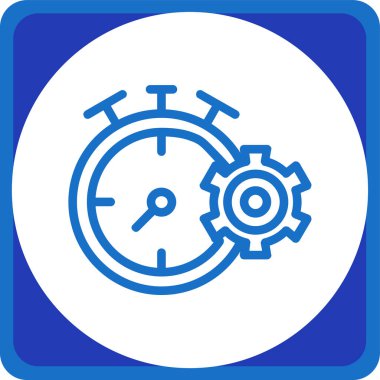 Vites vektör simgesi. biçim düz sembol, yuvarlak mavi çerçeve, beyaz renk, gri arkaplan