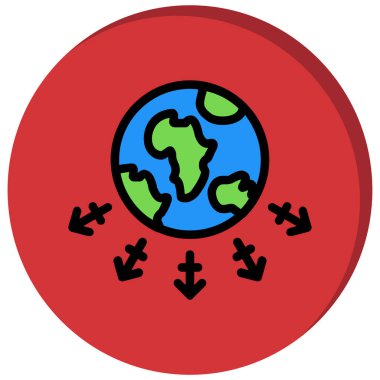 Dünyanın etrafında oklar olan bir küre. vektör illüstrasyonu