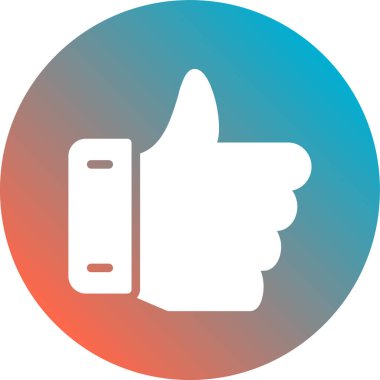 Düz stil simgesinde yukarı başparmak.