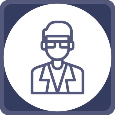 Doktor ikonu. Bu düz yuvarlak kare düğmesi beyaz arkaplan üzerinde cyan renkleri ve yuvarlak açılar kullanır