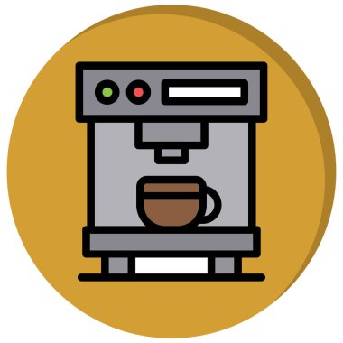 Kahve makinesi ikonu. Taslak kahve makinesi vektör simgesi rengi düz izole