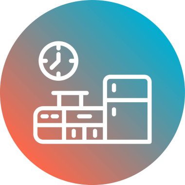 Mobilya simgesi renkli çizginin vektör çizimi. ev ögesi dolap ve mobilya simgesi için de kullanılabilir.