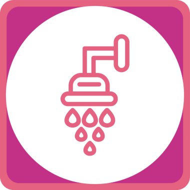 duş vektör simgesi. biçim düz yuvarlak simge sembolü, pembe ve yuvarlak kare renk, beyaz arkaplan