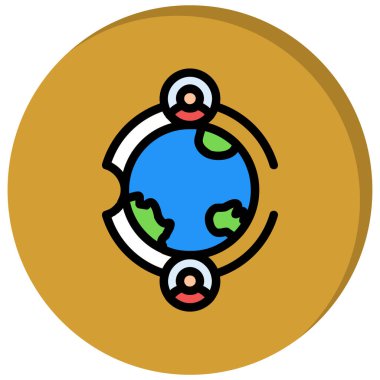 Genel dünya simgesinin ana hatları doludur