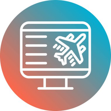 Uzun gölgeli beyaz uçak seyahat ikonu. Uçan uçak sembolü. Uçak işareti. Mavi daire düğmesi. vektör illüstrasyonu