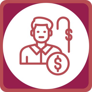 Bir çanta dolusu para tutan kişinin vektör çizimi