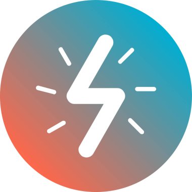 Beyaz arka planda beyaz şimşek simgesi izole edildi. Şimşek işareti. Flaş patlaması. Gök gürültüsü. Mavi daire düğmesi. vektör illüstrasyonu