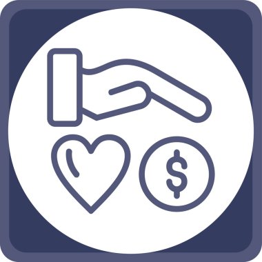 kalp para vektör simgesi dolu çerçeve