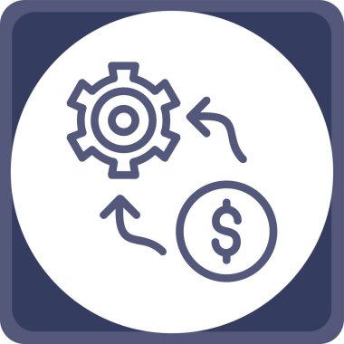 dişli vektör simgesi. biçim düz yuvarlak kare simge sembolü, kobalt rengi, beyaz arkaplan