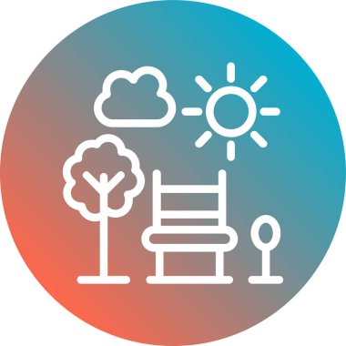 Güneş ve manzara ikonunun vektör çizimi, düzenlenebilir, güneşli gün