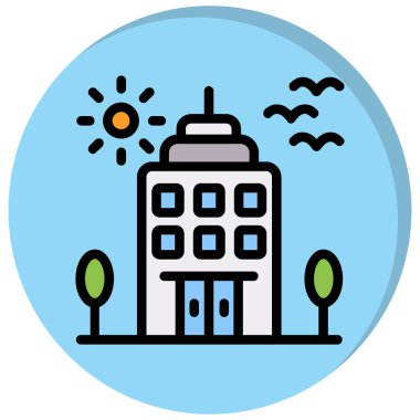 Bina. Web simgesi basit illüstrasyon