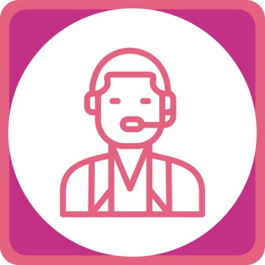 Kulaklık simgesine sahip operatör, vektör illüstrasyonu