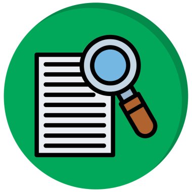 Belge simgesi vektörlü büyüteç. düz resimleme