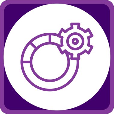 Dişli vektör simgesi. Görüntü tarzıdır düz simgesi simgesi bir yuvarlatılmış kare düğme içinde beyaz ve gri renkler.