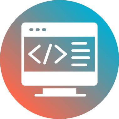 Web simgesi, kodlamanın vektör illüstrasyonu