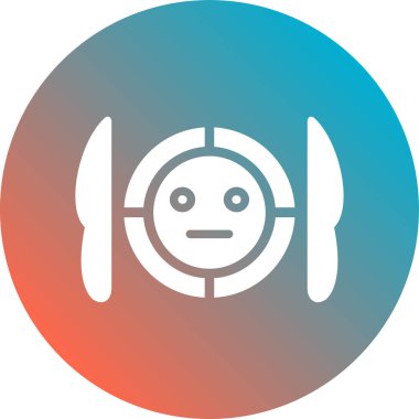 Mavi kulaklık simgesi beyaz arkaplanda izole edilmiş. Kulaklıklar. Kulaklıklar için simge, dinleme, servis, iletişim ve operatör. Mavi daire düğmesi. vektör