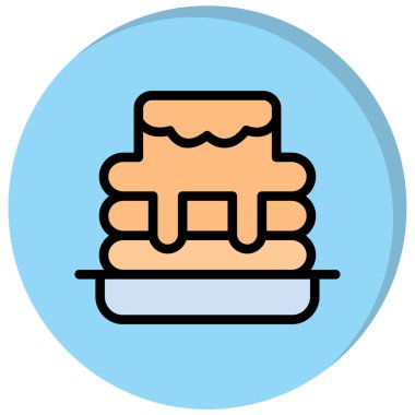 Pasta simgesi renk ana hatları vektörü