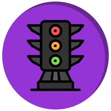 Basit dizayn edilmiş trafik ışığı simgesi beyaz arkaplanda izole edildi