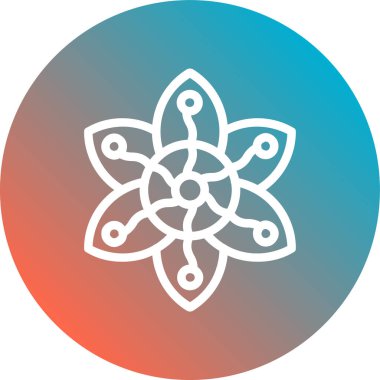 Mavi çizgili nilüfer çiçeği ikonu beyaz arkaplanda izole edilmiş. Soyut çember rastgele noktalar. vektör illüstrasyonu