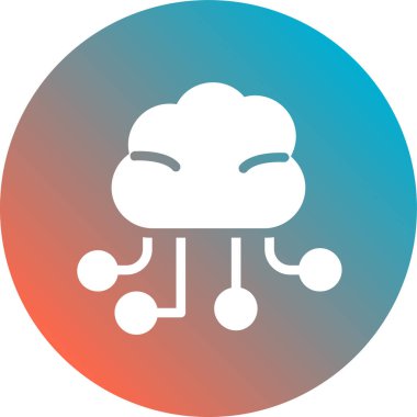 Bulut hesaplama simgesi. Vektör biçimi, yumuşak renklerde, yuvarlak açılı, mavi arkaplan ve izole edilmiş düz dizayndır. vektör