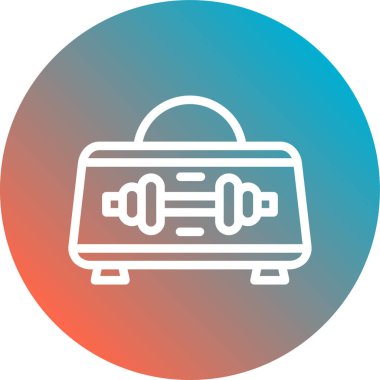 Beyaz çizgi sırt çantası simgesi uzun gölge arkaplanı ile izole edildi. Turist kampı. seyahat çantası. Yeşil daire düğmesi. vektör.