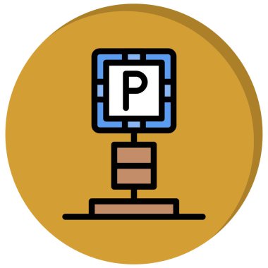 Park yeri ikonu. Taslak yol parkı işareti vektör rengi düz izole