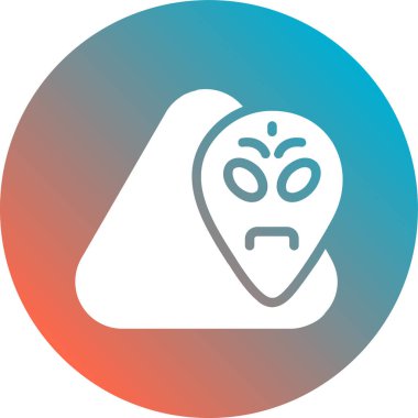 Uzun gölgeli beyaz hayalet ikonu. Cadılar bayramı partin kutlu olsun. Mavi altıgen düğmesi. vektör illüstrasyonu