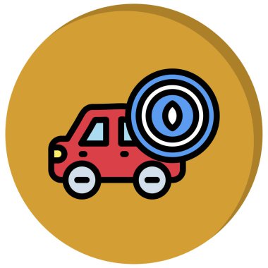 Araba tekeri ikonu. düz renk vektör çizimi.