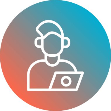 Dizüstü bilgisayarı olan bir adamın vektör çizimi