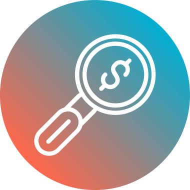 Dolar işareti simgesi, vektör, illüstrasyon içeren büyüteç