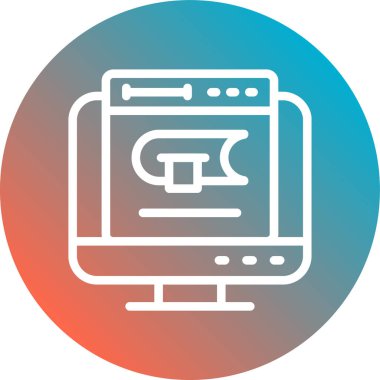 bilgisayar vektör çizgisi simgesi, renkli vektör illüstrasyonu.