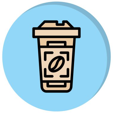 İçecek ikonlu paket servis kupası. özet vektör illüstrasyonu