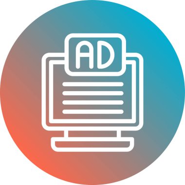 reklam düz simgesi uzun gölge, vektör, illüstrasyon