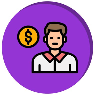 Dolar işareti olan bir iş adamı.