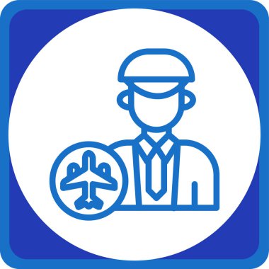 Mühendis vektör simgesi. biçim düz yuvarlak sembol, kobalt ve gri yuvarlak açılar, beyaz arkaplan.