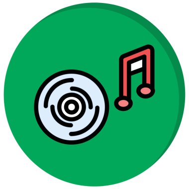 Vinil müzik ikonu. özet müzik notu vektör rengi düz izole