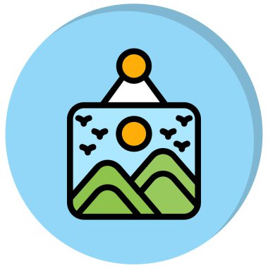 Bir dağ simgesinin vektör illüstrasyonu